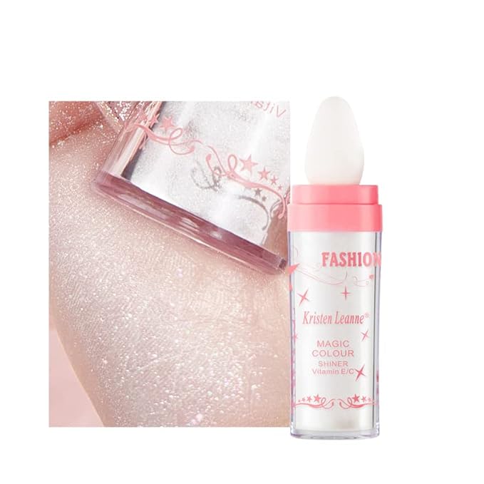 AKARY Shimmer Highlighter Powder, Fairy Polvo De Hadas Highlighter Powder & Blush Stick, Instant Glow Luminizer Duo, Glitter Body Face Hair High Gloss Stick, Sparkle Smudge-Proof Highlighter Stick Party Makeup (C-#01)-Velvo Beauty