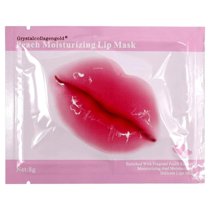 Adofect 30 Pieces Peach Moisturizing Collagen Lip Masks Crystal Lip Care Gel Pads Patches, Mouth & Lips Age Defying Masques - Great for Anti-Chapped, Anti-Wrinkle, Plump Your Lips, Rose Red-Velvo Beauty