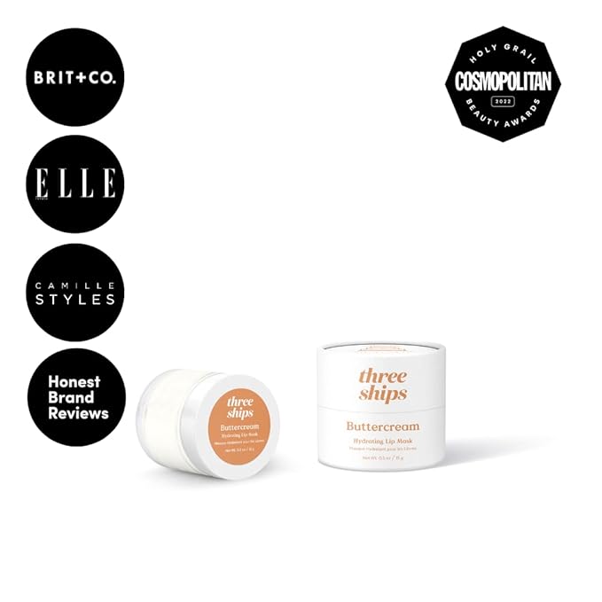 Three Ships Buttercream Hydrating Lip Mask – Intensive Vegan Lip Moisturizer – As Seen on TV – Soothing, Natural Lip Conditioner Treatment for Dry, Damaged Lips, 15g-Velvo Beauty
