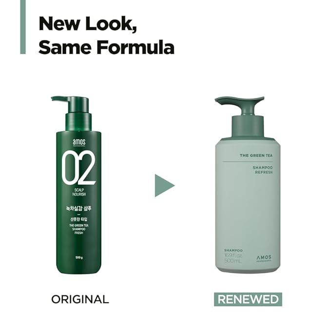AMOS PROFESSIONAL The Green Tea Shampoo Refresh for Thinning Hair, Korean Shampoo for Oily Scalp l Deep Cleans, Strengthening Hair, All Hair Types, 16.9 fl.oz-Velvo Beauty