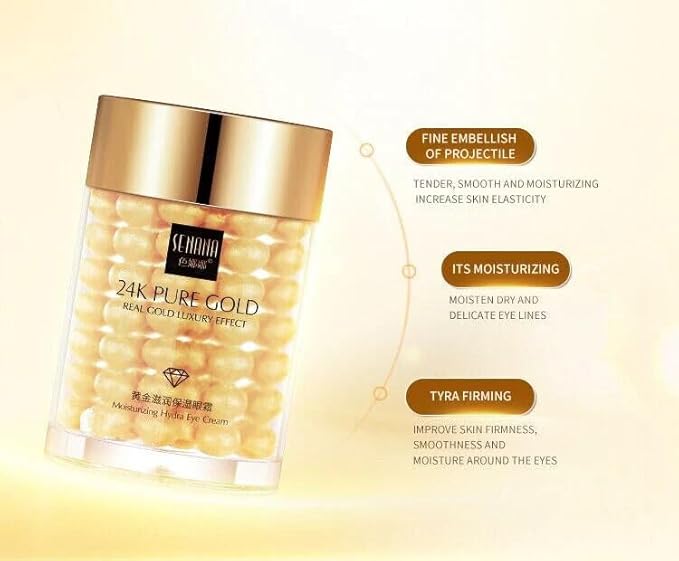 24K Gold Eye Cream For Deep Hydrating, Anti-Aging Gold Eye Cream For Dark Circles And Puffiness,Moisturizing Lightenex Gold Cream Lifting Eye SENANA (1 PACK)-Velvo Beauty
