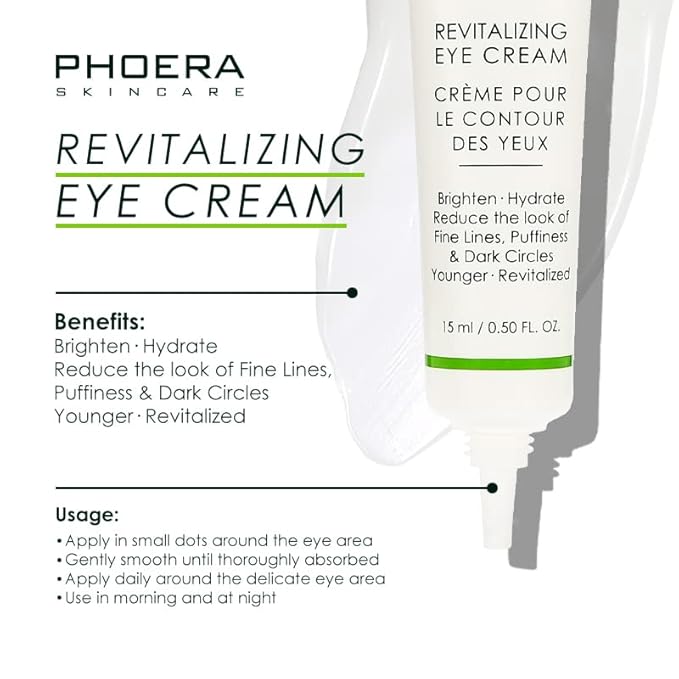 Phoera Revitalizing Eye Cream Brighten Hydrate Reduce The Fine Lines, Dark Circle Wrinkles And Puffiness For Men And Women Skin Loving Ingredients Apply In Morning And At Night-Velvo Beauty