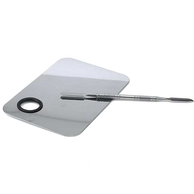 Stainless Steel Ring Beauty Palette, Square Palette, Silver,with Color Stick,1 PCS-Velvo Beauty