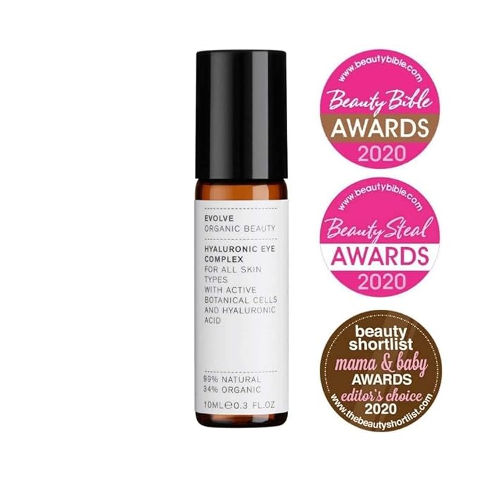 Evolve Organic Beauty - Natural Hyaluronic Eye Complex | Small-Batch, Vegan Clean Beauty (0.3 fl oz | 10 mL)-Velvo Beauty