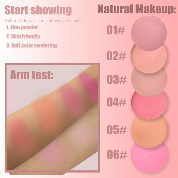 Silky Matte Blush,Blush Powder for Cheeks,Long-Lasting, Natural Look, Powder Blush Palette, Complements All Skin Tones-Velvo Beauty