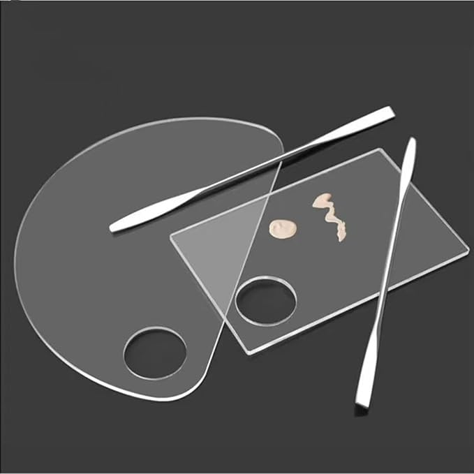 6 Pcs Makeup Mixing Palette Makeup Palette Tray Foundation Mixing Palette Acrylic Palette Foundation Palette Included Makeup Spatula Tool for Foundation Pigment Blending (White)-Velvo Beauty