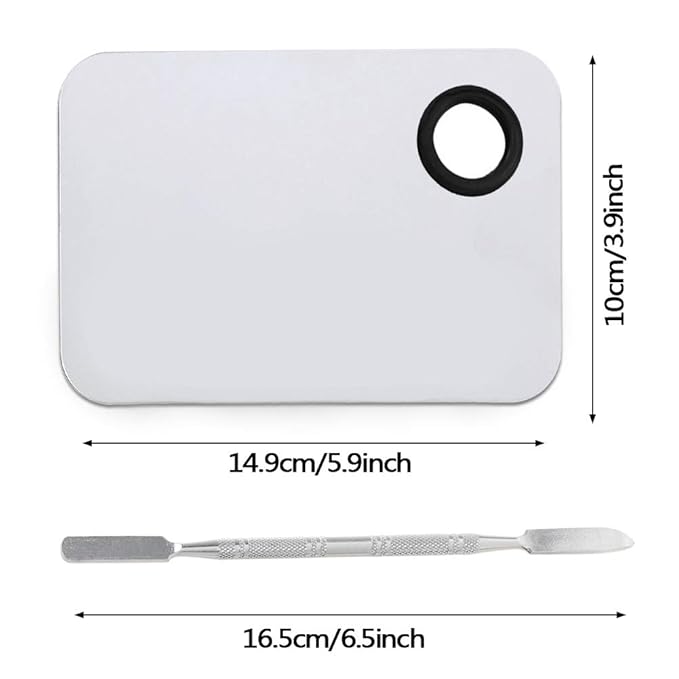 2 Pack Professional Makeup Palette, 2 Types Pro Lady Stainless Steel Cosmetic Artist Spatula with Spatula Tool for Mixing Foundation by ACKLLR, Silver-Velvo Beauty