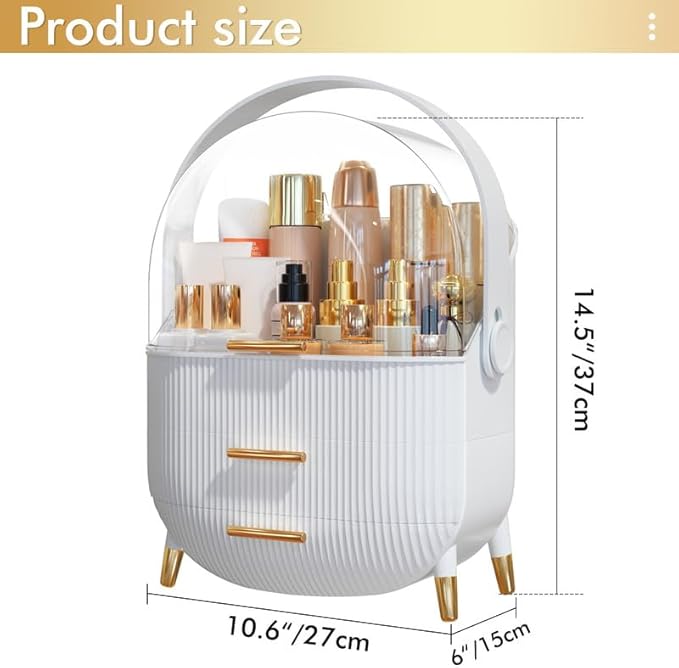 Makeup Organizer Skincare Organizers - Cosmetic Display Cases with Transparent Cover, SkinCare Organizers for Bathroom Countertop, Bedroom Vanity Desk, Lipstick Organizer, White-Velvo Beauty