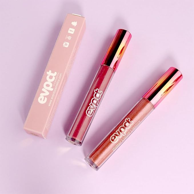 evpct 2Pcs Mauve Red & Bronze Gold Matte to Glitter Liquid Lipstick Long Lasting Lip Set Kit for Women Diamond Shiny Glitter Sparkly Glossy Metallic Shimmer Sparkle Waterproof Lipstick Lip Gloss 02+05-Velvo Beauty