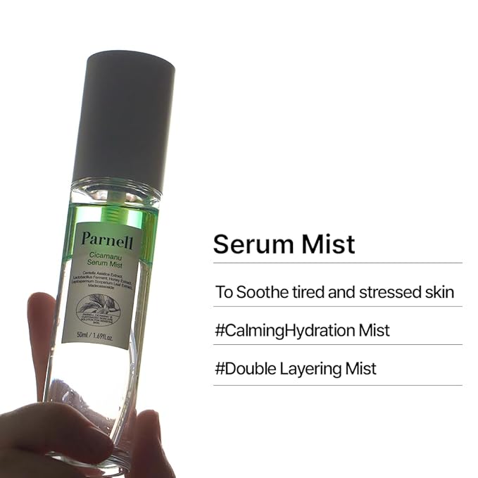 Parnell Cicamanu Serum Mist - Centella Asiatica, Hyaluronic Acid, Ceramide, LHA, Balancing Oil, Moisturizing and Soothing for Radiant Skin (1.69 Fl Oz / 50ml)-Velvo Beauty