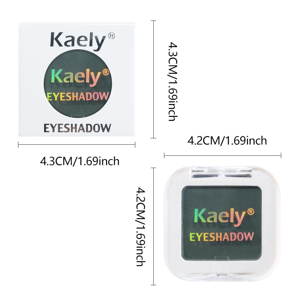 Kaely Pressed Single Eyeshadow Makeup, Forest Green Matte Highly Pigmented Monochrome Eye Shadow Palette, Waterproof Neutral Powder Mini Eyeshadow, sombras para ojos, Lightweight Blendable, 16-Velvo Beauty