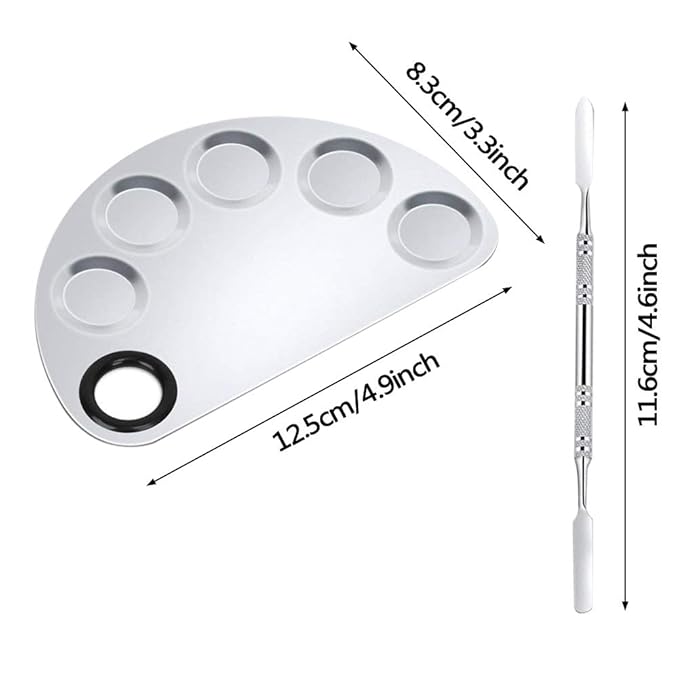 2 Pack Professional Makeup Palette, 2 Types Pro Lady Stainless Steel Cosmetic Artist Spatula with Spatula Tool for Mixing Foundation by ACKLLR, Silver-Velvo Beauty