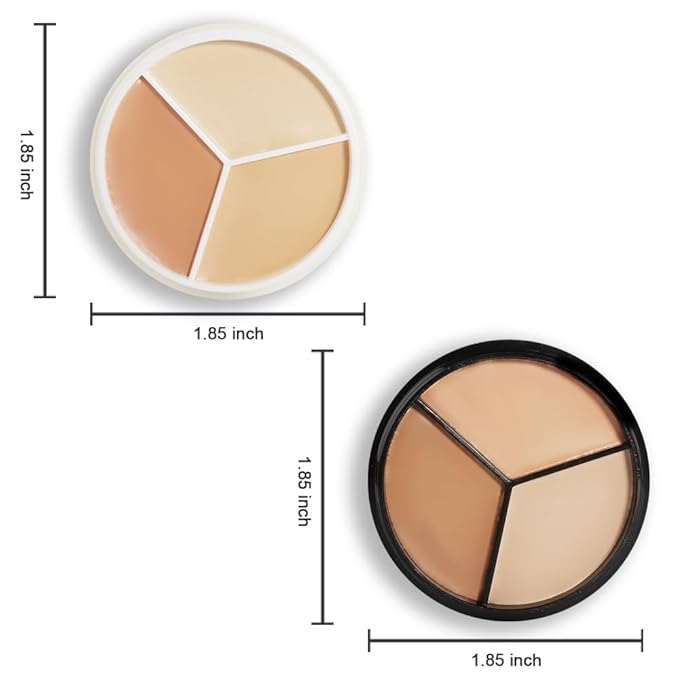 Pro 2pcs Tri-color Face Concealer Contour Palette.Demi Beige Color Correct Cream Foundation Palet.Natural Ivory Cream Makeup Plate Waterproof-Velvo Beauty