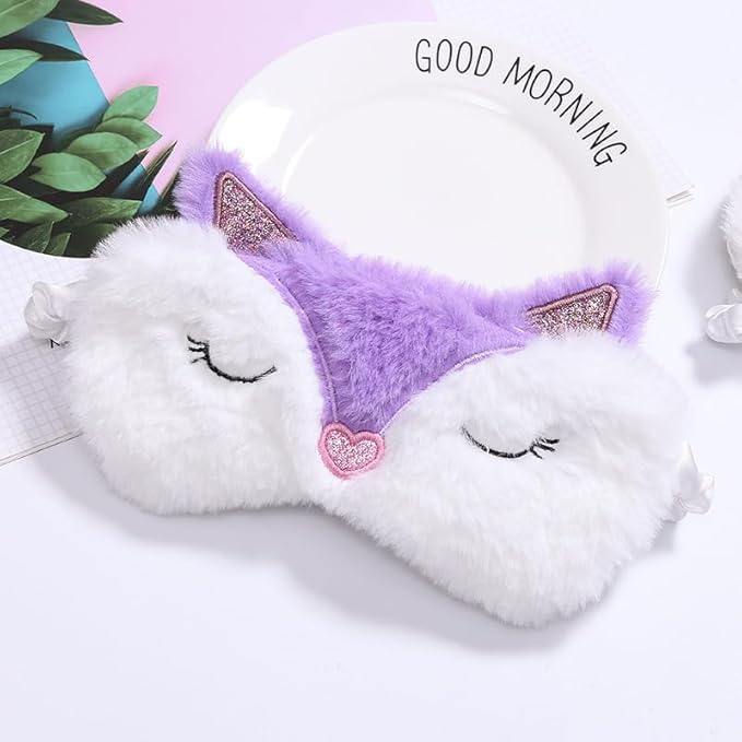 Fox Eye Mask Plush Fox Cloud Sheep Dream Eye Cover Sleeping Mask Eye Band Shade Blindfold Goggles Relax Travel Eye Patch-Velvo Beauty