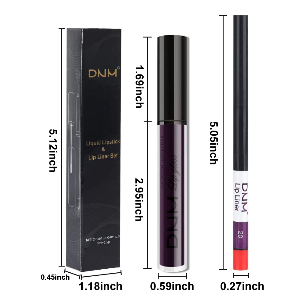 evpct 2Pcs Dark Deep Purple Plum Black Matte lipstick and Lip Liner Pencil Makeup Set for women Matte Smudge Proof Lipstick Lip Stain Long Lasting Waterproof labiales mate 24 horas originales 20#-Velvo Beauty