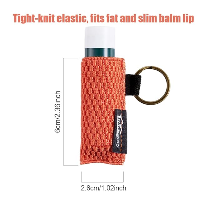 WK IEASON Lip Balm Sleeves Holder Keychain 3pcs Clip on Chapstick Lipstick Sleeves Keychain Holder Pouch Tight-Knit Elastic Lipstick Sleeves Key Ring(Black/Jade/Orange)-Velvo Beauty