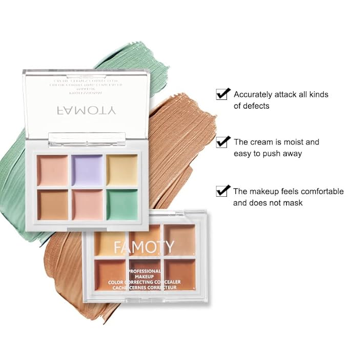 6 Colors Correcting Concealer Palette, with 11 Pcs Complete Function Makeup Brush Set, Contouring Foundation/Concealer Palette for Conceals Dark Circles, Redness, Acne, Blemish-Velvo Beauty