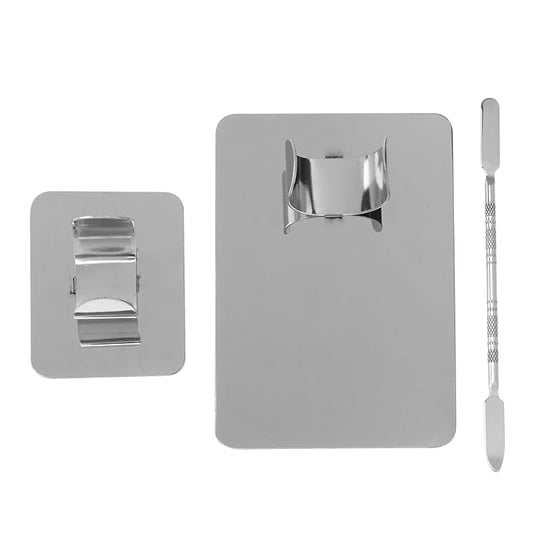 Stainless Steel Cosmetic Mixing Makeup Palette with Makeup Spatula Cosmetic Makeup Palette with Rings Holder Foundation Palette Makeup Art Tool For Nail Art,Makeup 3pcs Set-Velvo Beauty