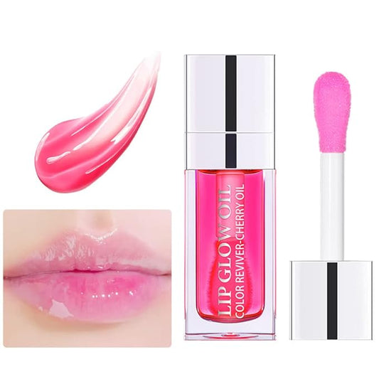 Plumping Lip Oil - Hydrating Lip Oil Plumping Lip Gloss, Crystal Jelly Moisturizing Lip Oil/Polished Lip Oil Lines/Tint Moisturizing Transparent Lip Balm Care Stick (Raspberry)-Velvo Beauty