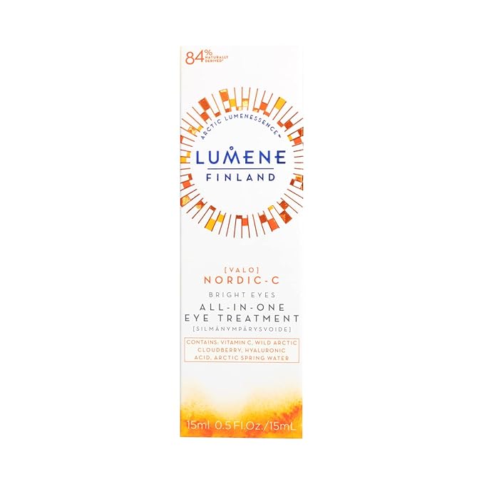 Lumene Bright Eyes All-In-One Eye Treatment - Eye Cream for Dark Circles and Puffiness - Hydrating Eye Cream with Vitamin C + Hyaluronic Acid - Fragrance-Free + Vegan (15mL)-Velvo Beauty