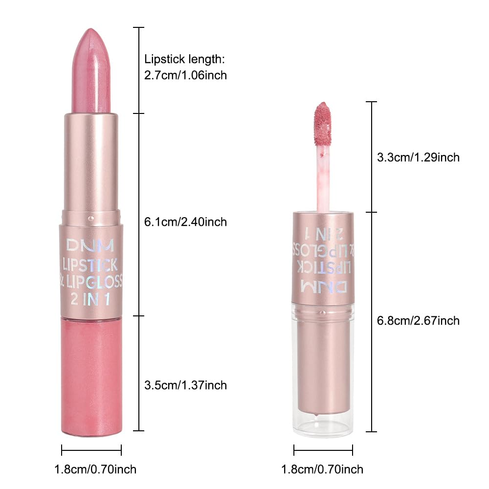 evpct 2 in 1 Light Pink Glitter Metallic Shimmer Diamond Lipstick and Lip Gloss Set for Women Long Lasting Waterproof, Bright Rose Pink Sparkle Glitter Shiny Lipstick and Lip Liner Makeup set, 01#-Velvo Beauty