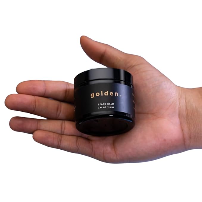 Golden Grooming Co. Beard Balm for Men - Strengthens & Softens Beards and Mustaches - Adds Shine & Tames Flyaway Hair, Beard Styling Balm with Argan Oil - Peppermint Scent - 2 Ounce-Velvo Beauty