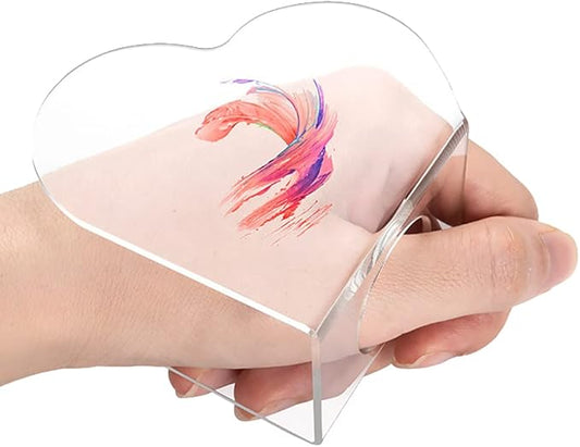 2 Pcs Clear Acrylic Nail Art Palettes Heart Shaped Nail Painting Plate Makeup Hand Palette Professional Cosmetic Mixing Palette for Beauty Salon-Velvo Beauty