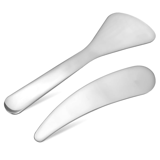 Compact Beauty Spatula Set - 2pcs Reusable Metal Makeup Scoop - Ideal for Lotions - Moisturizers and Creams - Essential Skincare Tool for Facial Care and Cosmetic Use-Velvo Beauty