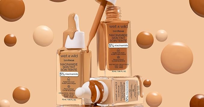 wet n wild Bare Focus Skin Tint, 5% Niacinamide Enriched, Buildable Sheer Lightweight Coverage, Natural Radiant Finish, Hyaluronic & Vitamin Hydration Boost, Cruelty-Free & Vegan - Fair Beige-Velvo Beauty