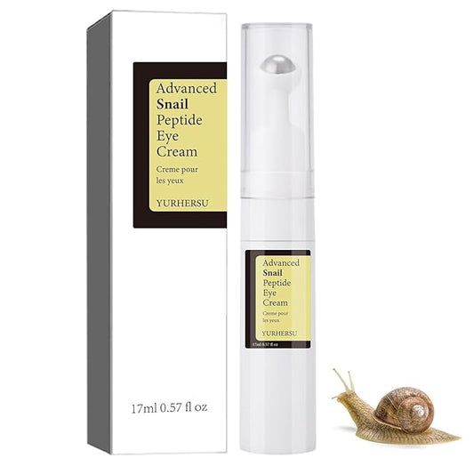 Snail Peptide Eye Cream Non-Sticky Snail Mucin Eye Care Hydrating Essence with 360° Massage Ball for Reducing Dark Circles/Puffiness/Fine Lines, Moisturizing, Firming, Adding Skin Elasticity-Velvo Beauty