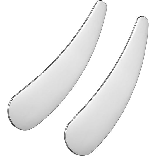 minkissy Makeup Spatula Small Metal Cosmetic Spatula Stainless Steel Handheld Cream Spatula Skincare Accessories for Mixing And Sampling Skin Care Creams, Eye Cream, Essences 2Pcs-Velvo Beauty