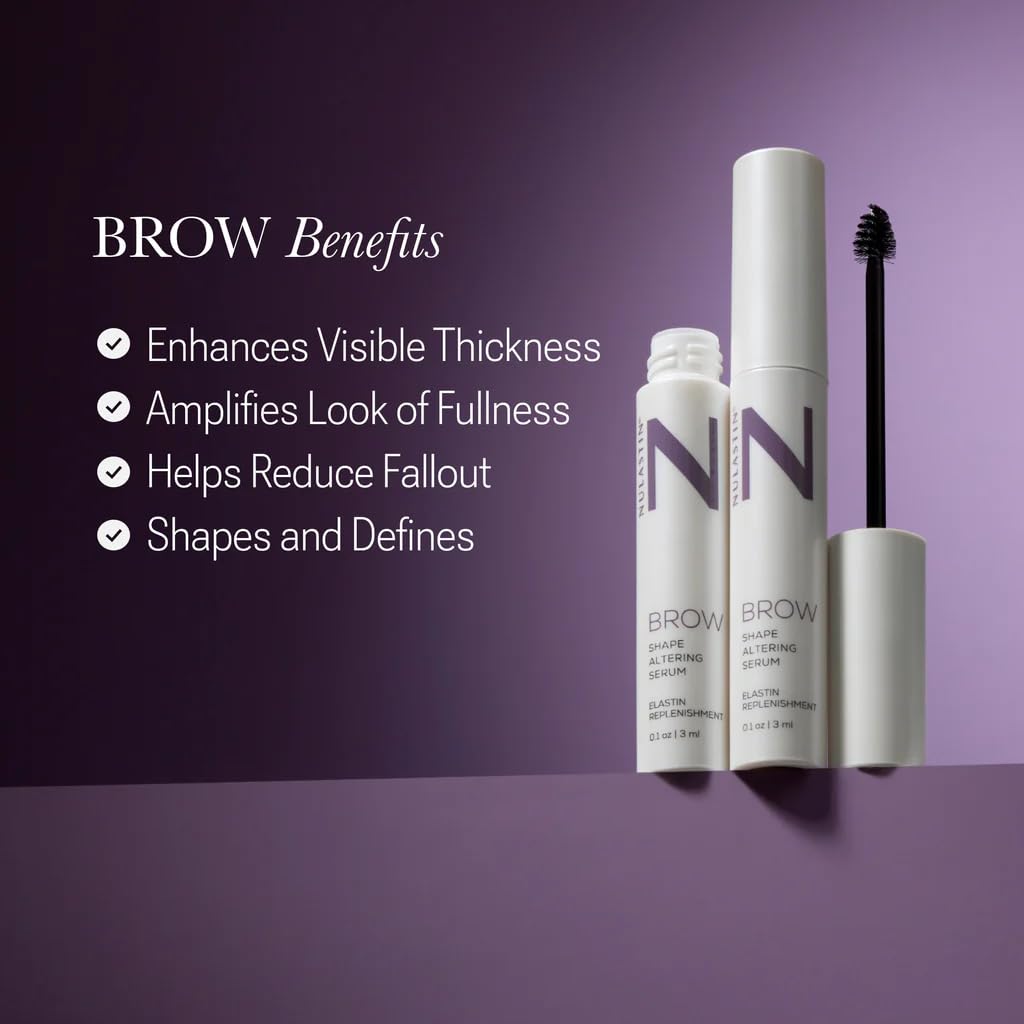 NULASTIN Eyebrow Serum for Thicker Looking Brows - BROW Shape Altering Serum - Reduce Shed & Encourage Fuller, More Youthful-Looking Brows - With Keratin & Peptides (2 Count, 0.1 fl oz each)-Velvo Beauty
