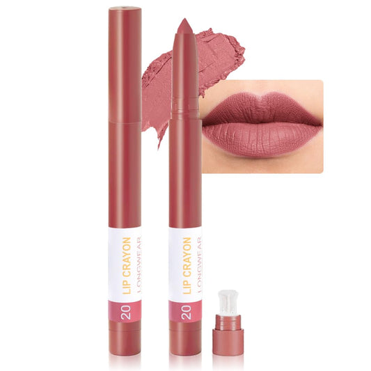 BINGBRUSH Lip Crayons Matte Longwear Lipstick Pack Set,Moisture Smooth Lipliner With Built-in Sharpener Ultimate Lip Crayon for Makeup- Waterproof Velvet Lipgloss Lip Stain(20#light coral)-Velvo Beauty