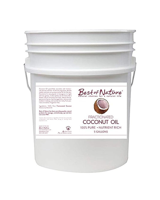 Best of Nature 100% Pure Fractionated Coconut Oil - Liquid MCT Massage & Body Oil, Unscented Moisturizer for Hair, Skin, Face, Aromatherapy Carrier for Essential Oils, 5 Gallon Pail (640 fl oz)-Velvo Beauty
