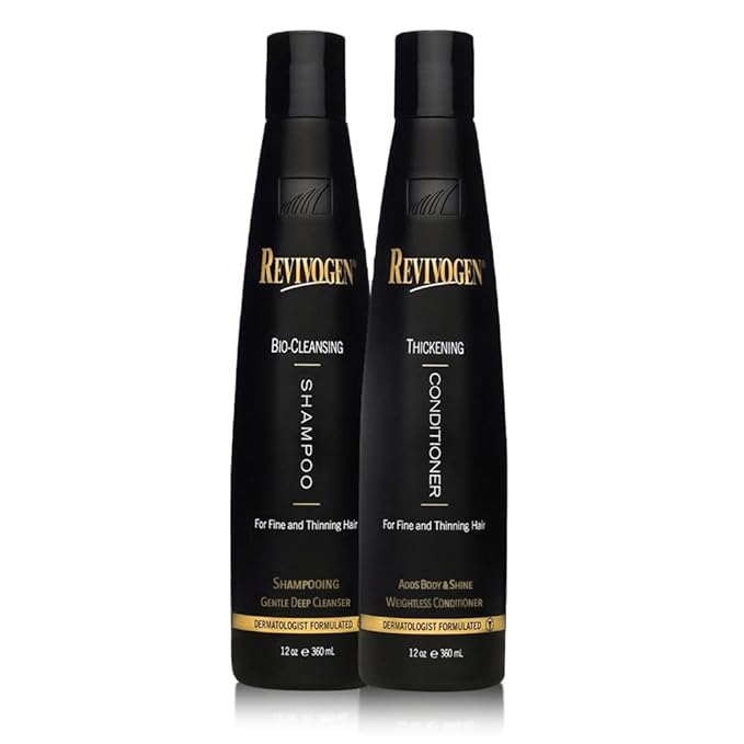 Revivogen MD Bio-Cleansing Shampoo and Conditioner for Thinning Hair, DHT Blocker Shampoo, Hair Loss Shampoo, Shampoo Thinning Hair, Conditioner for Thinning Hair, Hair Loss Conditioner 12oz-Velvo Beauty