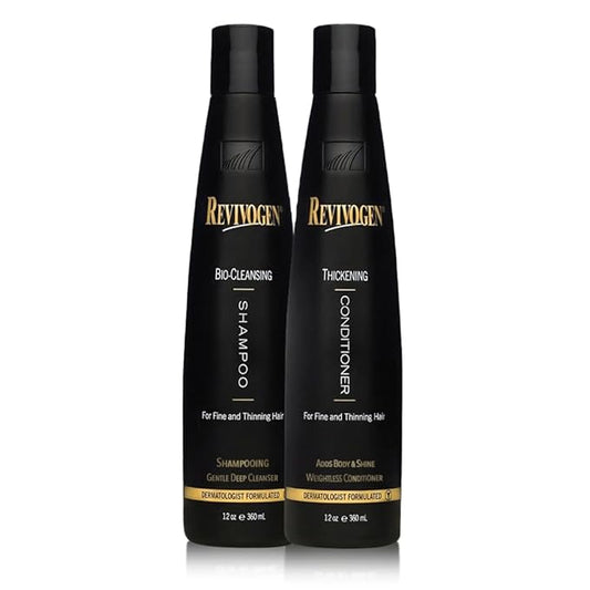 Revivogen MD Bio-Cleansing Shampoo and Conditioner for Thinning Hair, DHT Blocker Shampoo, Hair Loss Shampoo, Shampoo Thinning Hair, Conditioner for Thinning Hair, Hair Loss Conditioner 12oz-Velvo Beauty