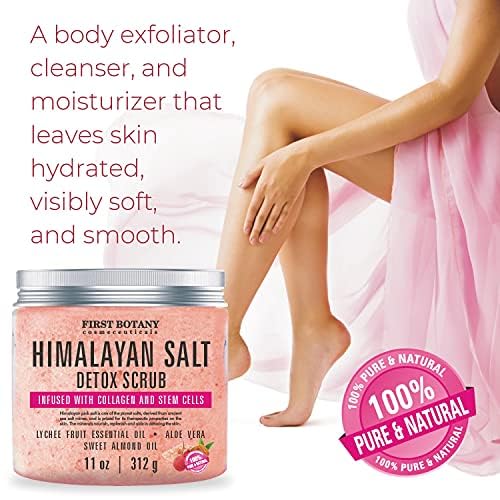 First Botany Himalayan Salt Body Scrub with Collagen & Stem Cells, Natural Exfoliating Salt Scrub Body & Face Souffle (20 oz)-Velvo Beauty