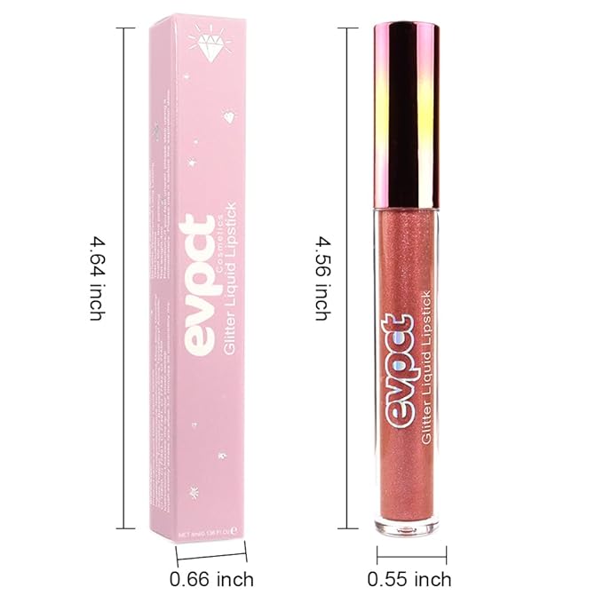 evpct 1Pcs Bronze Gold Matte to Glitter Liquid Lipstick Lip Set Kit, Long Lasting Matte Diamond Glitter Lipstick Waterproof, Colorful Sparkly Glossy Metallic Shimmer Sparkle Lip Gloss for Women 05#-Velvo Beauty