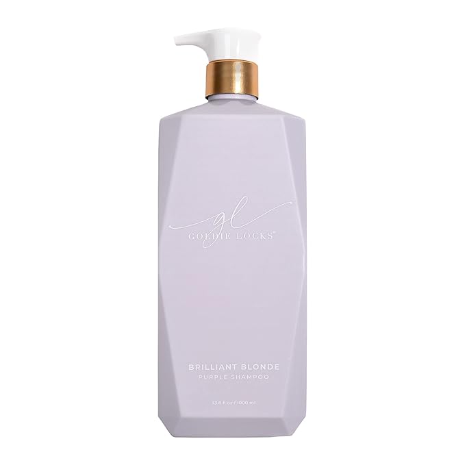 Goldie Locks Brilliant Blonde Purple Shampoo for Blonde, Lightened, Grey Hair, Extensions, Significantly Brightens, Tones, Eliminates Brass, Sulfate-Free, Nourishing, Moisturizing Leave-In, 33.8 Fl Oz-Velvo Beauty
