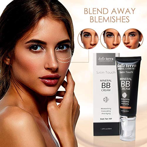 Bellaterra Cosmetics BB Cream - Tinted Moisturizer, Mineral Foundation Makeup, Dark 107 | Skin Perfector, 1.69 oz-Velvo Beauty