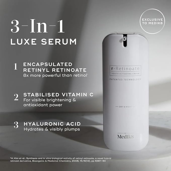Medik8 R-Retinoate Day & Night - Hydrating, Skin Plumping Vitamin A Serum - Reduces Fine Lines, Wrinkles - Gentle Vitamin C Infusion - 1.7 oz-Velvo Beauty