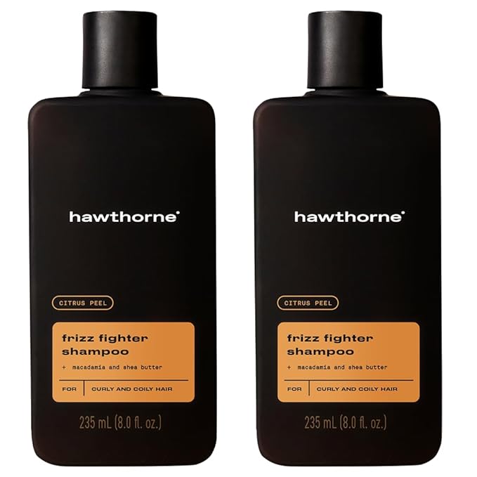 Hawthorne Frizz Fighter Shampoo for Curly Hair with Shea Butter, Macadamia, and Coconut Oil. Hydrate Hair and Tame Frizz. Sulfate Free, Paraben Free. 8 Fl. Oz. 2-Pack.-Velvo Beauty