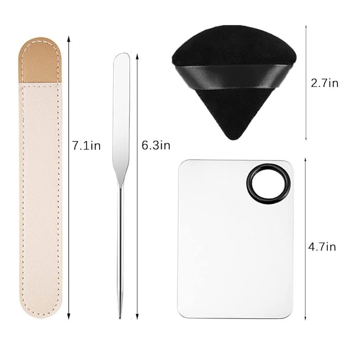 Korean Picasso Makeup Spatula Palette Set and Powder Puff for Liquid Foundation,Stainless Steel Mixing Spatula Scraper Artist Nail Art Stirring Makeup Tool-Velvo Beauty