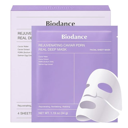 BIODANCE Rejuvenating Caviar PDRN Real Deep Mask, Overnight Hydrogel Mask, Skin Firming & Radiance Boost, Enhancing Recovery for All Skin Types, Korean Skincare | 1.19oz(34g) x 4ea-Velvo Beauty