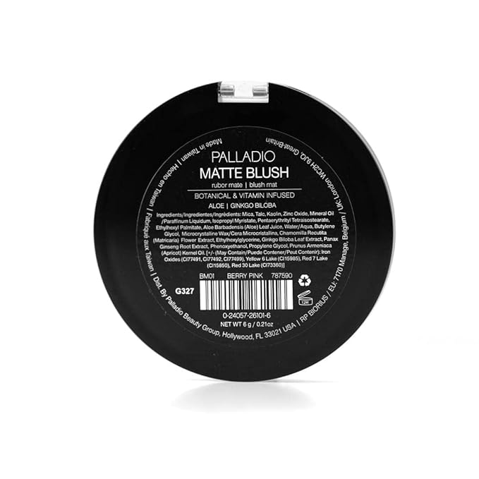 Palladio Matte Blush, Brushes onto Cheeks Smoothly, Soft Matte Look and Even Finish, Flawless Velvety Coverage, Effortless Blending Makeup, Flatters the Face, Convenient Compact, Berry Pink-Velvo Beauty