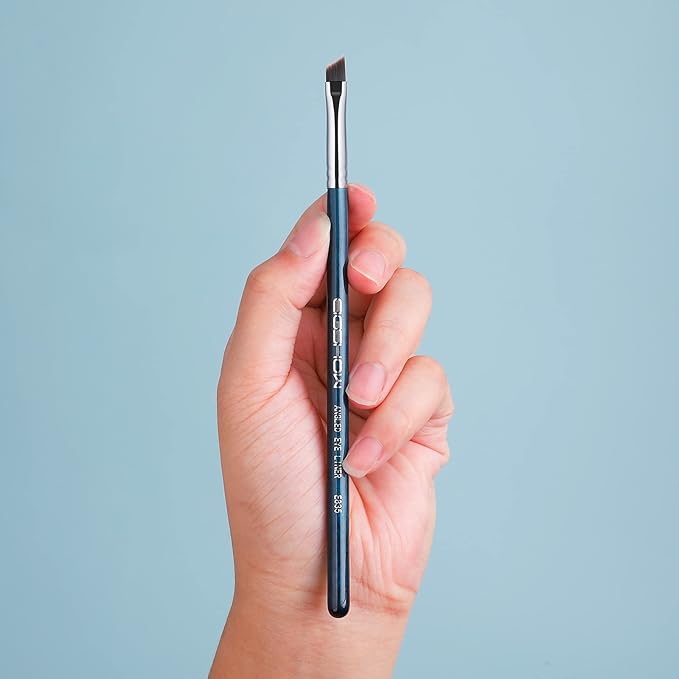 Eyeliner Brush Fine Angled - PRO Precision Gel Eye Liner Makeup Brush -Ultra Thin Slanted Flat Angle - Premium Cruelty Free Synthetic Bristles (E835 Blue)-Velvo Beauty