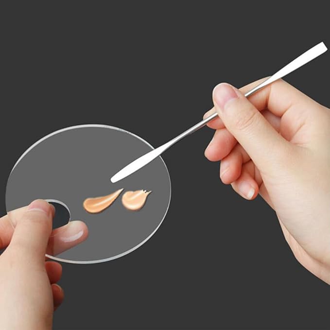 2 Pcs Acrylic Makeup Palette Makeup Mixing Tray with Makeup Spatula for Beauty Salon Color Cream Liquid Foundation Mixing Palette (Rectangular)-Velvo Beauty