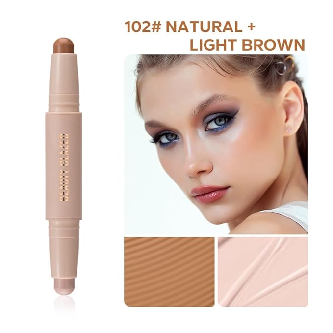 Cream Contour Sticks,Shades with Highlighter & Bronzer,Non-greasy and Waterproof Contouring Pen,Easy to Sculpt the Face and Create a Lightweight Finishing Makeup (02#Bronzer contour and glow sticks)-Velvo Beauty