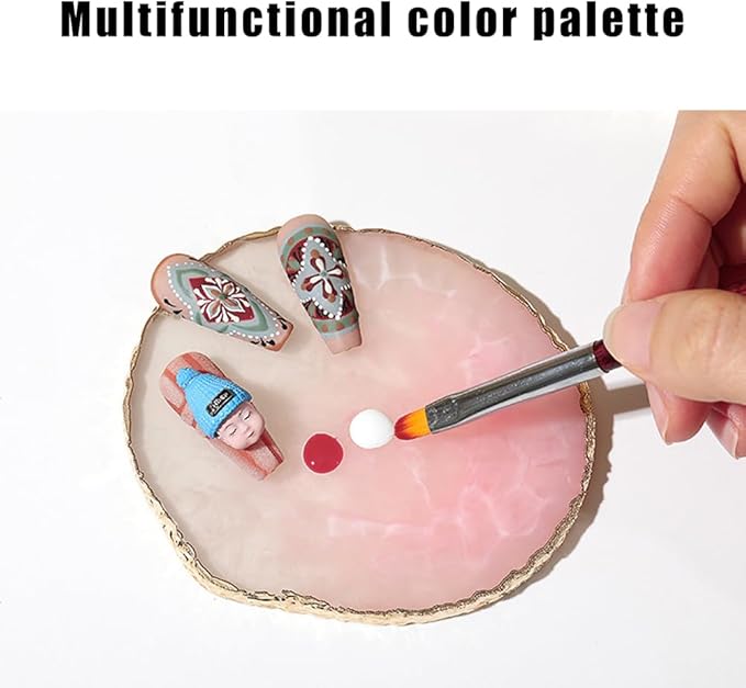 2 Pack Nail Art Palette Makeup Foundation Mixing Palette Holder Golden Edge Professional Cosmetic Nail Art Tools for Women and Girls Nail Polish Liquid Lipstick Concealer-Velvo Beauty
