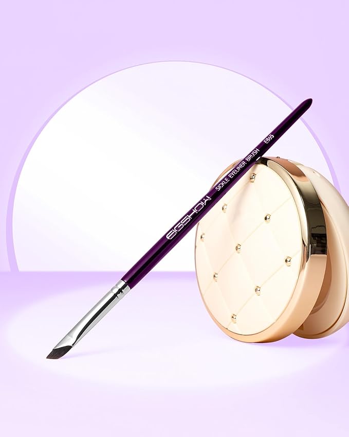 Eyeliner Brush, EIGSHOW Sickle Angled Gel Eyeliner Makeup Brush for Precise Eye Liner, Eyebrow, Eyelid with Ultra Thin Vegan Bristles (E865 Purple)-Velvo Beauty